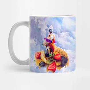 Cook Dog Riding Fashionable Goat on top of Waffles Mug